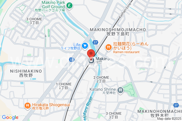 牧野メンズエステの地図です。map of Makino station where spa and massage salons are located