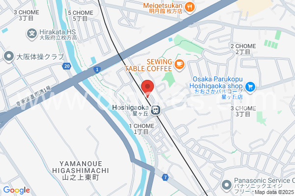 星ヶ丘(大阪)メンズエステの地図です。map of Hoshigaoka station where spa and massage salons are located
