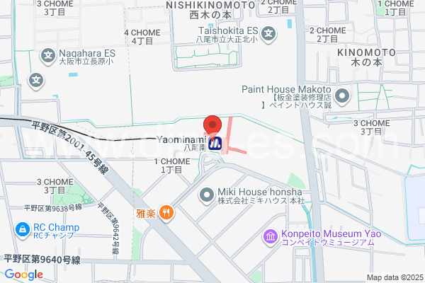 八尾南メンズエステの地図です。map of Yaominami station where spa and massage salons are located