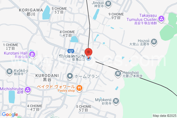 信貴山口メンズエステの地図です。map of Shigisanguchi station where spa and massage salons are located