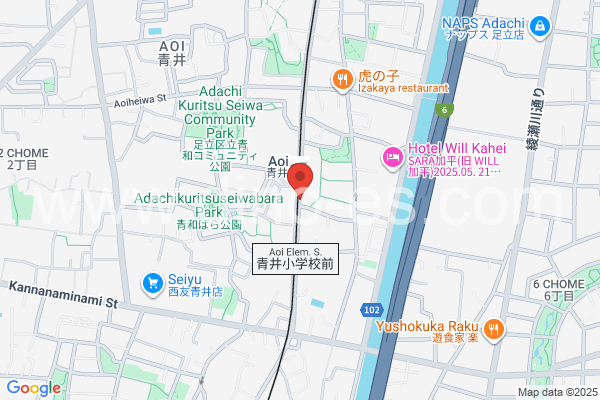 青井メンズエステの地図です。map of Aoi station where spa and massage salons are located