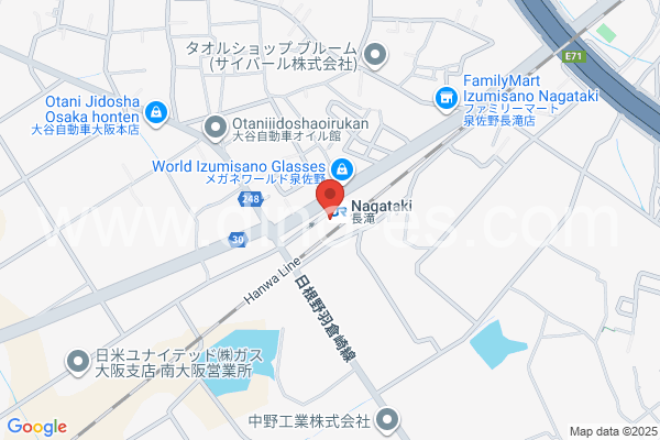 長滝メンズエステの地図です。map of Nagataki station where spa and massage salons are located
