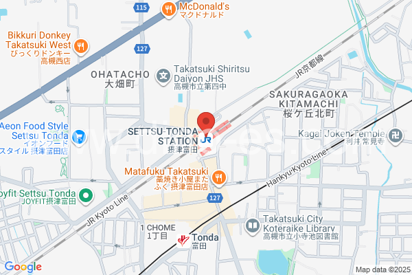 摂津富田メンズエステの地図です。map of Settsu-Tonda station where spa and massage salons are located