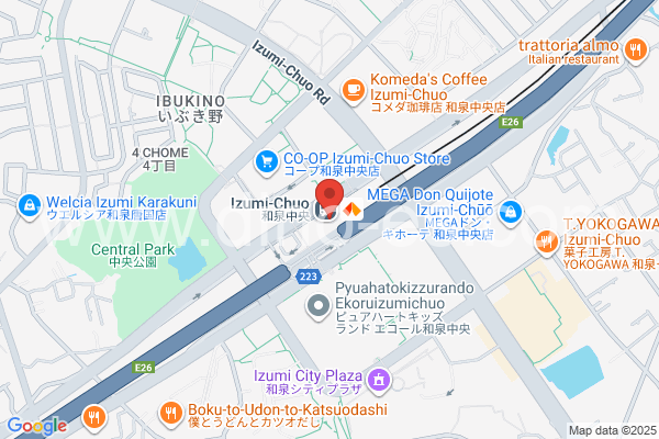 和泉中央メンズエステの地図です。map of Izumi-Chūō station where spa and massage salons are located