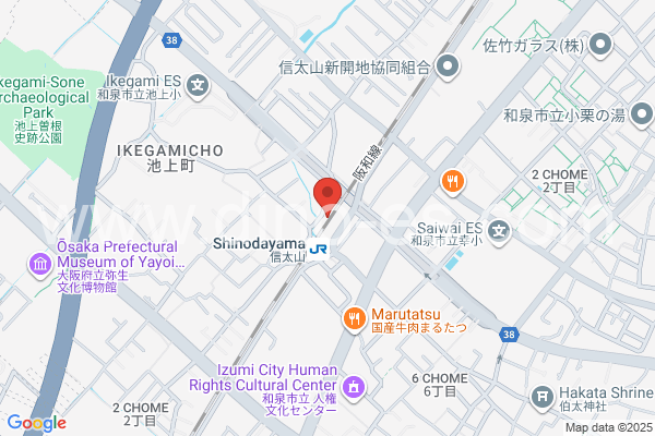 信太山メンズエステの地図です。map of Shinodayama station where spa and massage salons are located