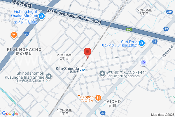 北信太メンズエステの地図です。map of Kitashinoda station where spa and massage salons are located