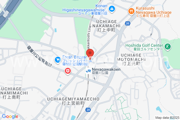 東寝屋川メンズエステの地図です。map of Higashi-Neyagawa station where spa and massage salons are located