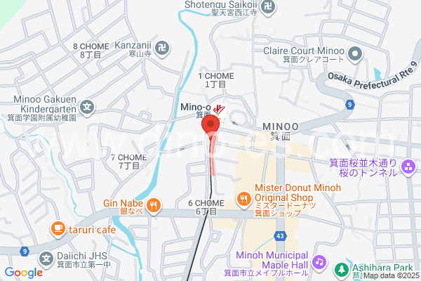 箕面メンズエステの地図です。map of Minoo station where spa and massage salons are located