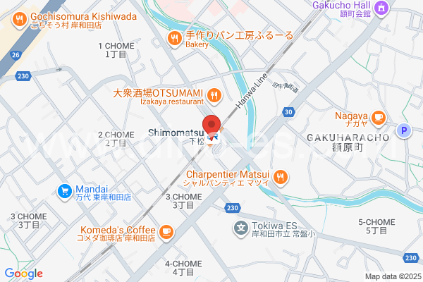 下松(大阪)メンズエステの地図です。map of Kudamatsu station where spa and massage salons are located