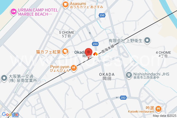 岡田浦メンズエステの地図です。map of Okadaura station where spa and massage salons are located