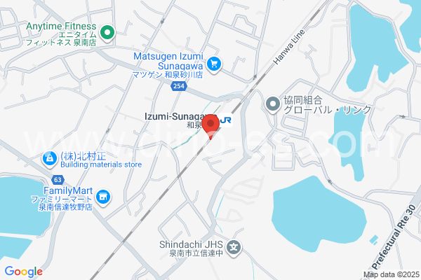 和泉砂川メンズエステの地図です。map of Izumi-Sunagawa station where spa and massage salons are located