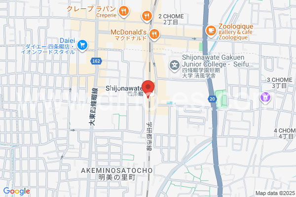 四条畷メンズエステの地図です。map of Shijōnawate station where spa and massage salons are located