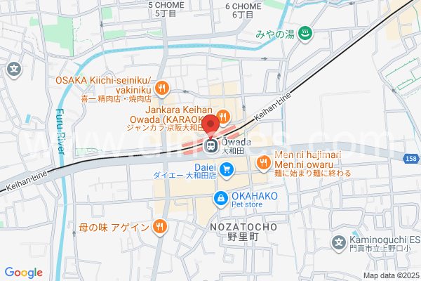 大和田(大阪)メンズエステの地図です。map of Owada station where spa and massage salons are located