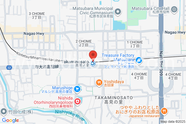 高見ノ里メンズエステの地図です。map of Takaminosato station where spa and massage salons are located