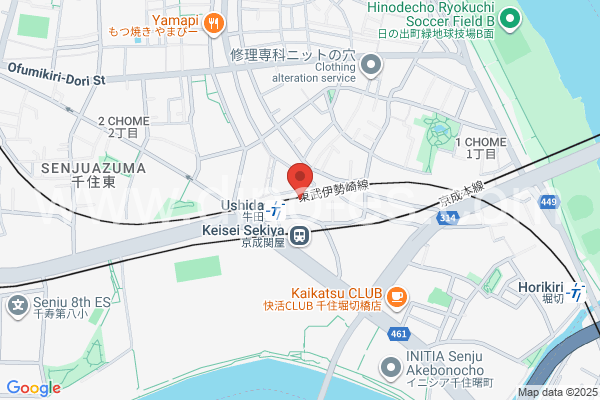 牛田(東京)メンズエステの地図です。map of Ushida station where spa and massage salons are located