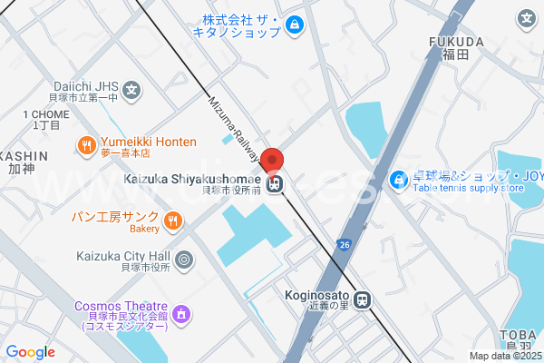 貝塚市役所前メンズエステの地図です。map of Kaizuka Shiyakushomae station where spa and massage salons are located