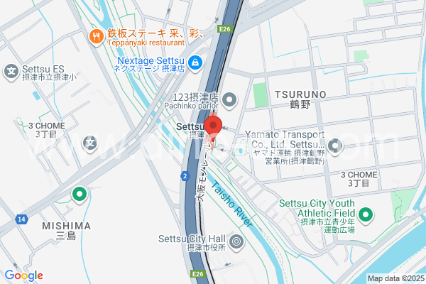 摂津メンズエステの地図です。map of Settsu station where spa and massage salons are located