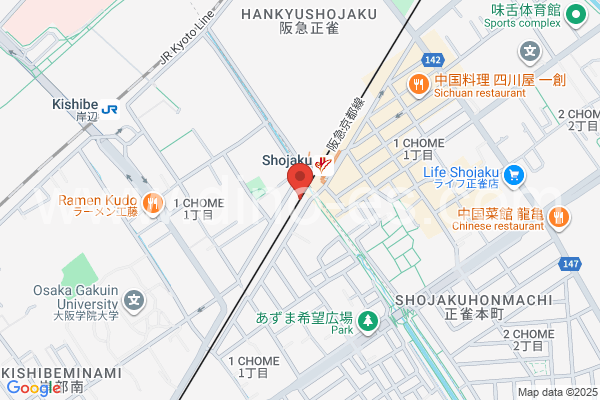 正雀メンズエステの地図です。map of Shōjaku station where spa and massage salons are located