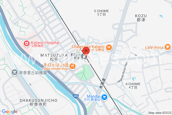 郡津メンズエステの地図です。map of Kōzu station where spa and massage salons are located