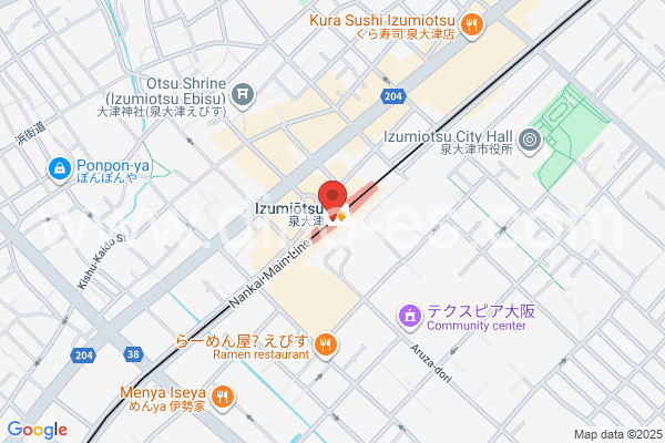 泉大津メンズエステの地図です。map of Izumiotsu station where spa and massage salons are located