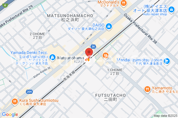 松ノ浜メンズエステの地図です。map of Matsunohama station where spa and massage salons are located