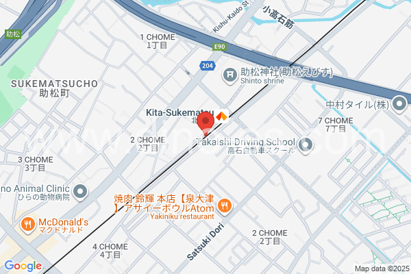 北助松メンズエステの地図です。map of Kita-Sukematsu station where spa and massage salons are located