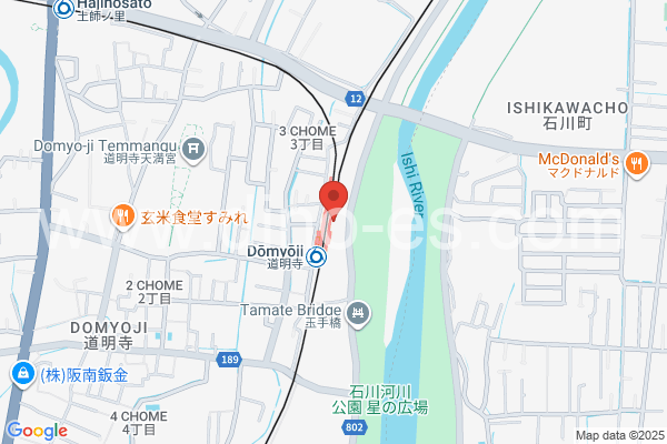 道明寺メンズエステの地図です。map of Dōmyōji station where spa and massage salons are located