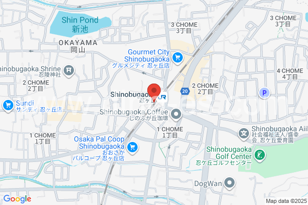 忍ヶ丘メンズエステの地図です。map of Shinobugaoka station where spa and massage salons are located