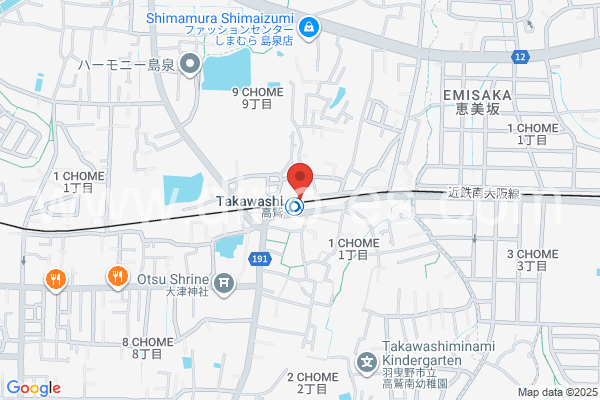 高鷲メンズエステの地図です。map of Takawashi station where spa and massage salons are located
