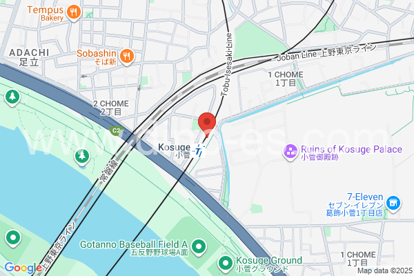 小菅メンズエステの地図です。map of Kosuge station where spa and massage salons are located