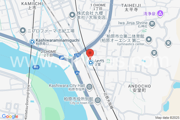安堂メンズエステの地図です。map of Andō station where spa and massage salons are located