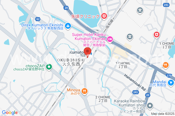 熊取メンズエステの地図です。map of Kumatori station where spa and massage salons are located