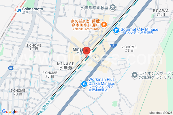 水無瀬メンズエステの地図です。map of Minase station where spa and massage salons are located