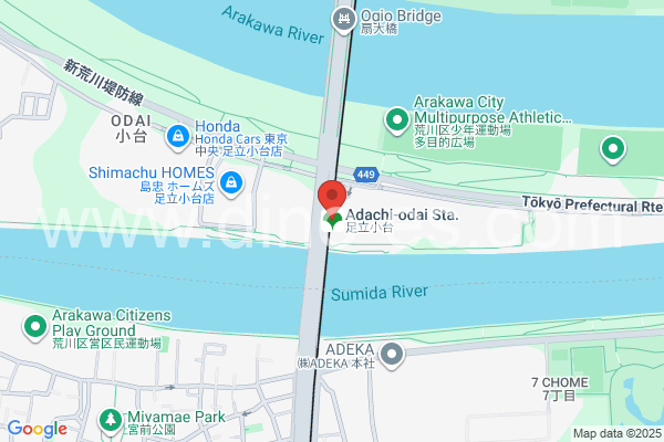 足立小台メンズエステの地図です。map of Adachi-odai station where spa and massage salons are located