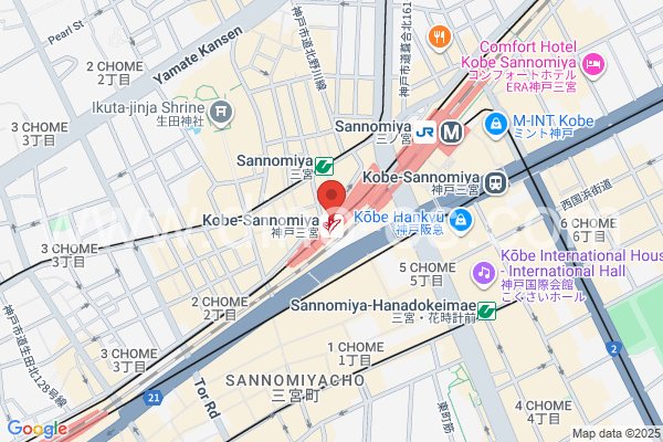 三宮(神戸市営)メンズエステの地図です。map of Sannomiya station where spa and massage salons are located
