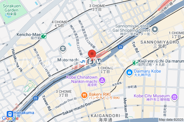元町メンズエステの地図です。map of Motomachi station where spa and massage salons are located