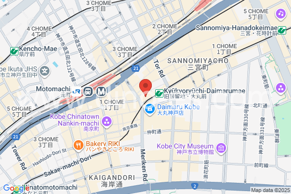 旧居留地・大丸前メンズエステの地図です。map of Kyūkyoryūchi-Daimarumae station where spa and massage salons are located