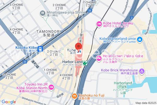 神戸(兵庫)メンズエステの地図です。map of Kambe station where spa and massage salons are located