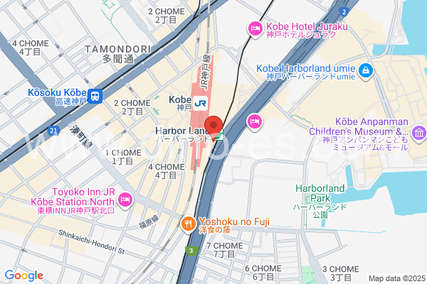 ハーバーランドメンズエステの地図です。map of Harborland station where spa and massage salons are located