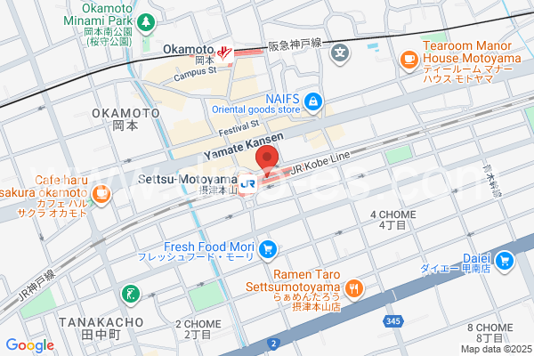 摂津本山メンズエステの地図です。map of Settsu-Motoyama station where spa and massage salons are located