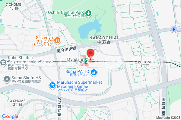 名谷メンズエステの地図です。map of Myōdani station where spa and massage salons are located