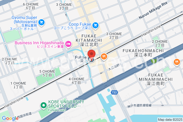 深江(兵庫)メンズエステの地図です。map of Fukae station where spa and massage salons are located