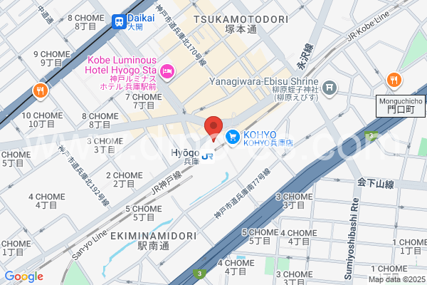 兵庫メンズエステの地図です。map of Hyōgo station where spa and massage salons are located