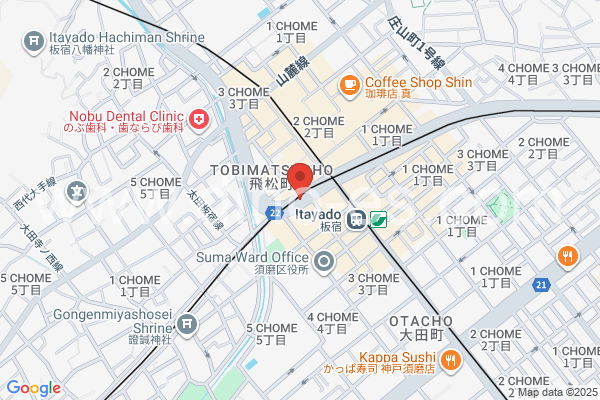 板宿メンズエステの地図です。map of Itayado station where spa and massage salons are located