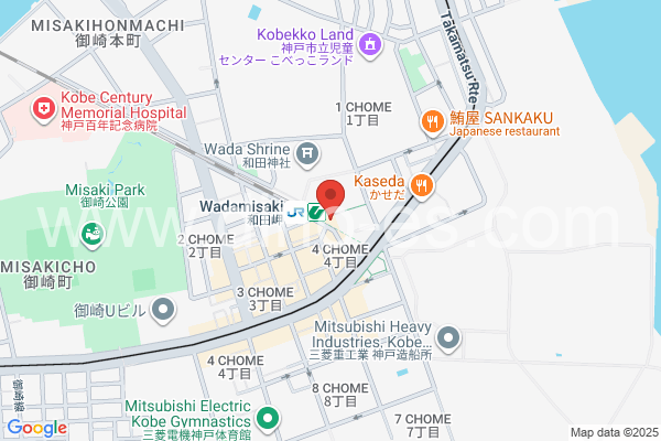 和田岬メンズエステの地図です。map of Wadamisaki station where spa and massage salons are located