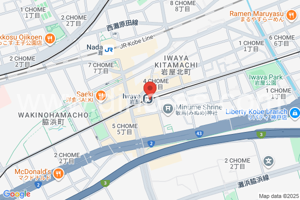 岩屋(兵庫)メンズエステの地図です。map of Iwaya station where spa and massage salons are located