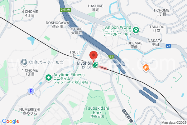妙法寺(兵庫)メンズエステの地図です。map of Myōhōji station where spa and massage salons are located