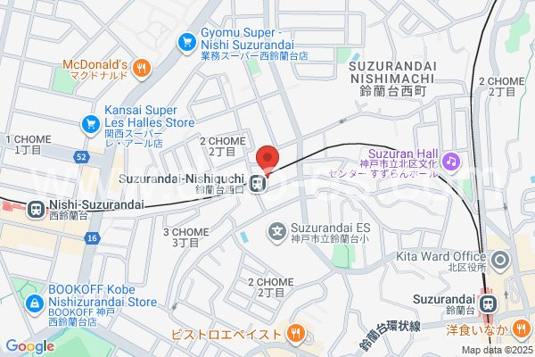 鈴蘭台西口メンズエステの地図です。map of Suzurandai-Nishiguchi station where spa and massage salons are located