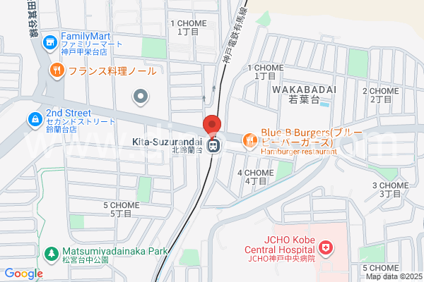 北鈴蘭台メンズエステの地図です。map of Kita Suzurandai station where spa and massage salons are located