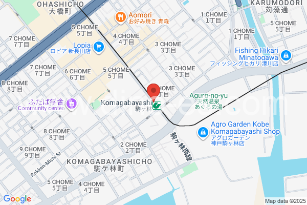 駒ヶ林メンズエステの地図です。map of Komagabayashi station where spa and massage salons are located